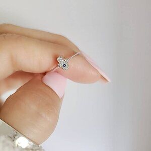 Women's 925 Thin Sterling Silver Hand Ring Dainty Small Minimalist Amulet Ring
